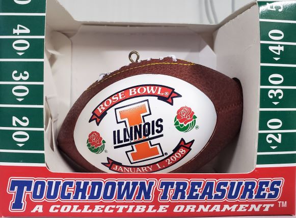 Touchdown Treasures Football Ornament Illinois Rose Bowl Jan. 1, 2008