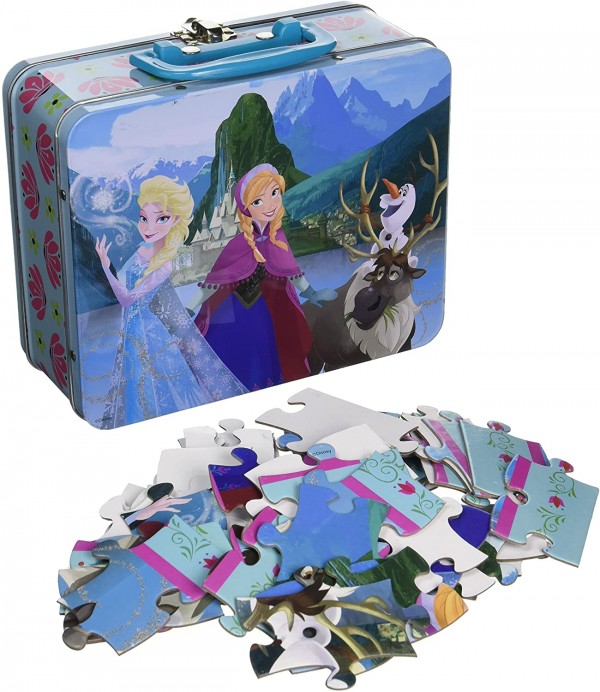 Disney Frozen Elsa & Anna Metal Lunch Box with 48-Piece Puzzle