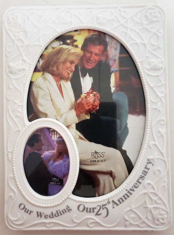 Russ Berrie Our Wedding Our 25th Anniversary Porcelain Double Photo Frame