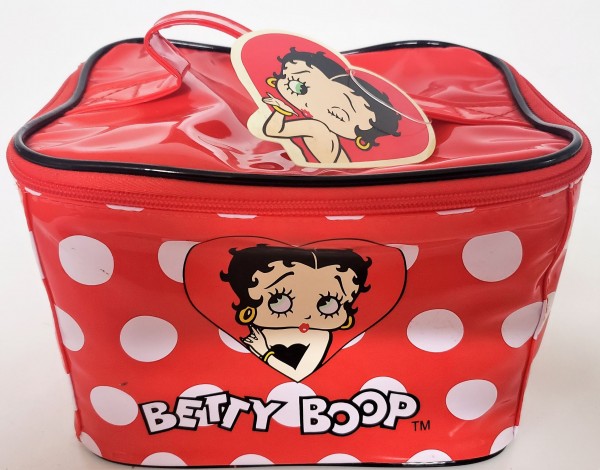 Betty Boop Red White Polka Dot Cosmetic Travel Case w/ Handle