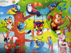 Imaginarium Magnetic Wood Peg Puzzle 8-Piece - Tropical Rain Forest Animals