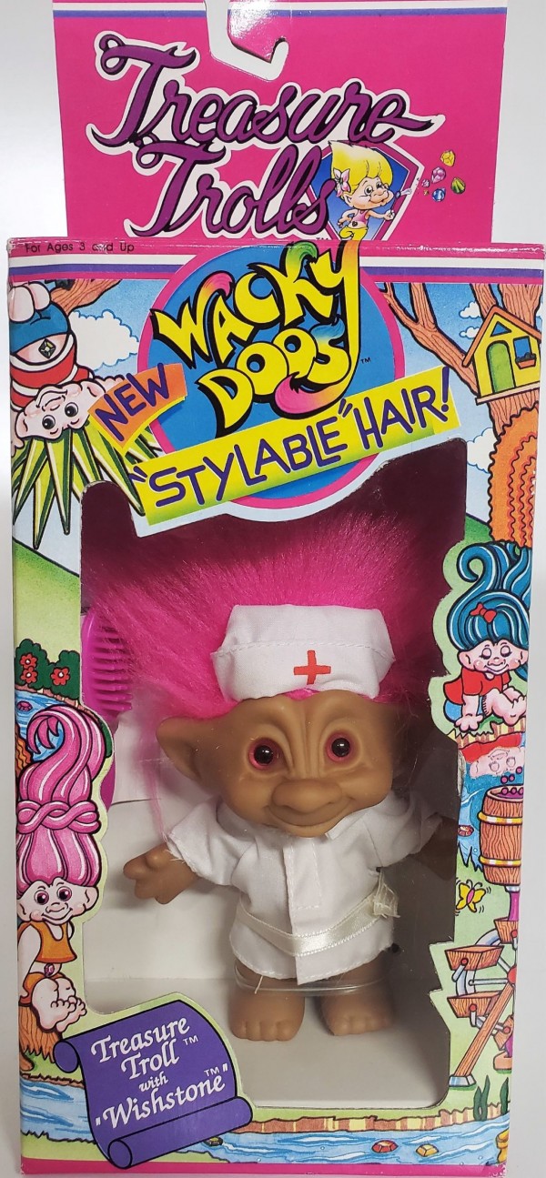 Vintage Treasure Trolls  Wacky Doos With Wishstone Stylable Hair - Nurse