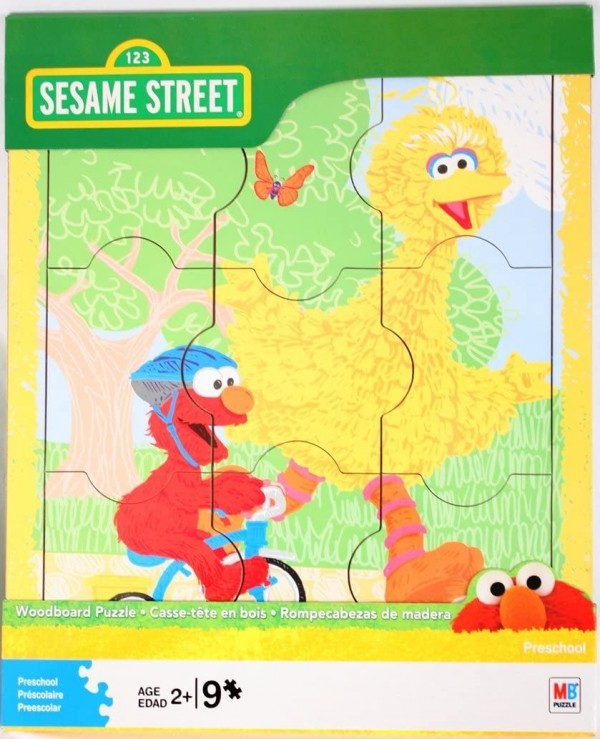 Sesame Street Woodboard Puzzle (9-Piece) - Elmo & Big Bird Exercise