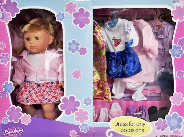 Gigo Toy Fantasy Collection 14" Little Girl Doll With 5 Complete Outfits