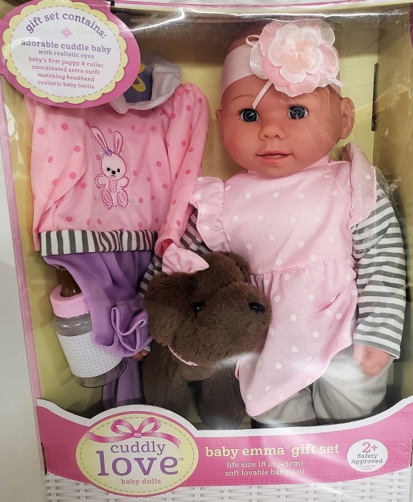 Cuddly Love 18" Baby Emma Doll First Pet Puppy Gift Set