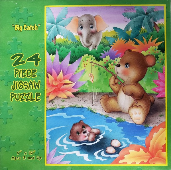 Whimsical Series 24 Piece Jigsaw Puzzle "Big Catch" Baby Animals