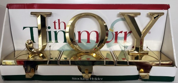 The Trimmory J-O-Y / JOY Gold Christmas Stocking Holder Hangers