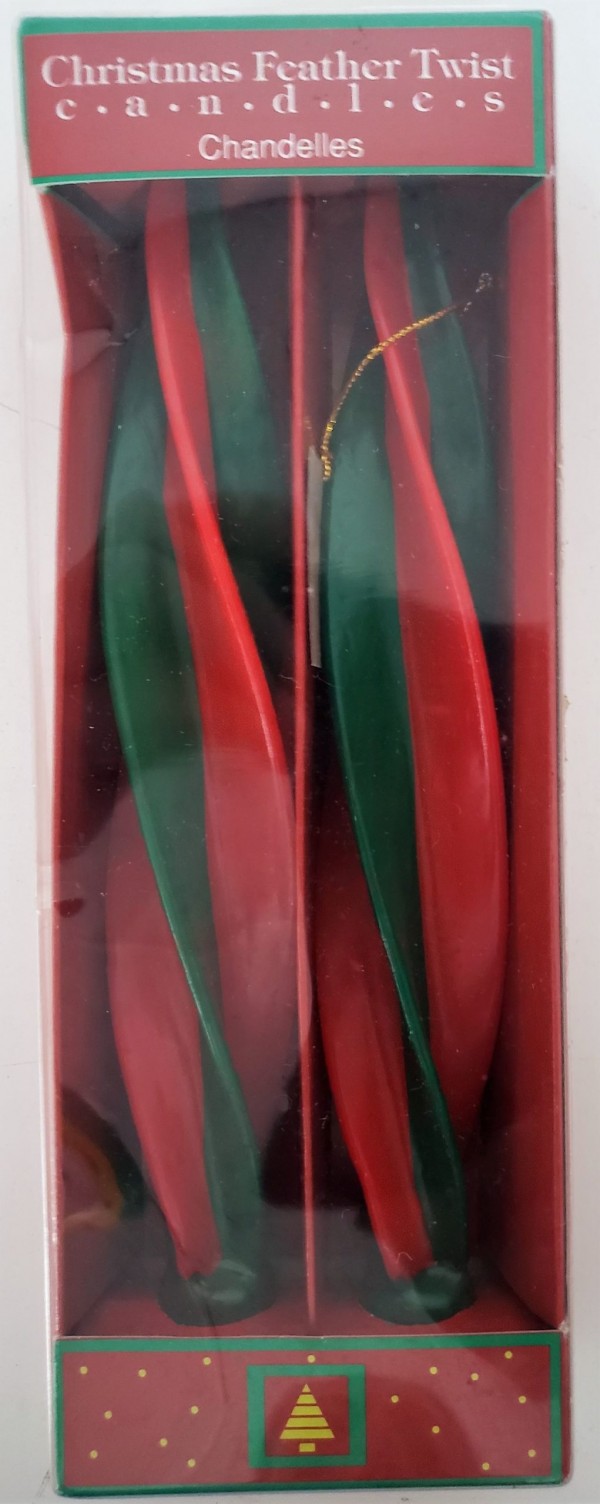 Springwater Christmas Feather Twist Taper Candles 10" - Red/Green
