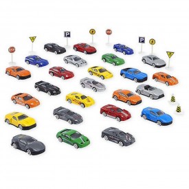 Fast Lane 35 Pieces Tube Set Die-cast Cars And Road Signs