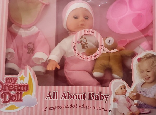 My Dream Doll All About Baby 12" Soft Bodied Doll with Fun Accessories She Laughs and Cries