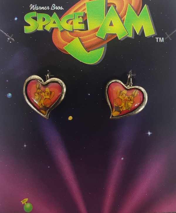 Starline Space Jam Pierced Heart Earrings Bugs Bunny & Lola