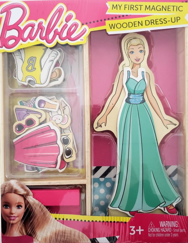 My First Magnetic Wooden Dress-up Barbie 23 Pieces - Blonde w/Green Dress
