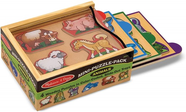 Melissa & Doug Animals Mini-Puzzle Pack Ages 2+