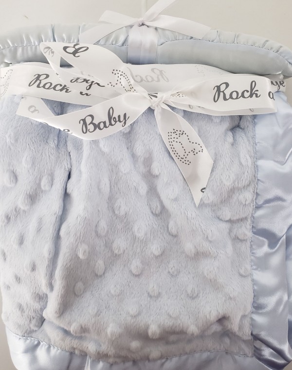 Pitter Patter Blue Baby Blanket Soft Minky Dot Plush Lovey Blankie 30×40"