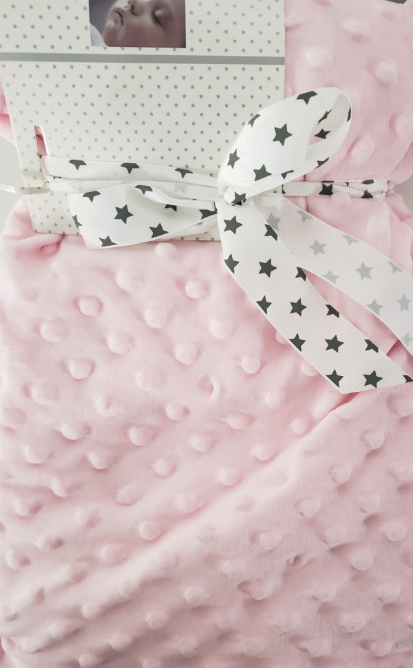 Pitter Patter Pink Baby Blanket Soft Minky Dot Plush Lovey Blankie 30×40"
