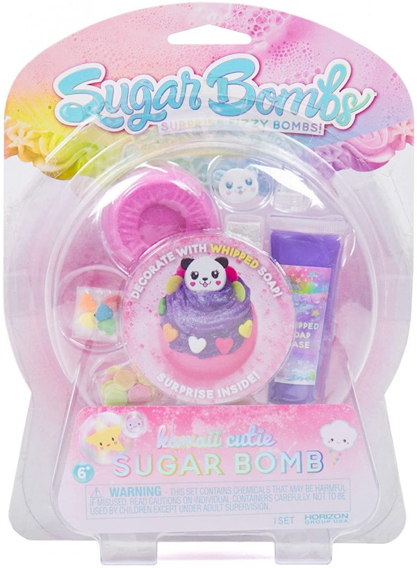 Sugar Bombs by Horizon Group USA, Design & Decorate Your Own Kawaii Themed Fizzing Bomb. Fizz in Bowl to Revel Hidden Surprise Gift. Embellish with Glitter, Confetti, Sprinkles & More, Purple Kawaii