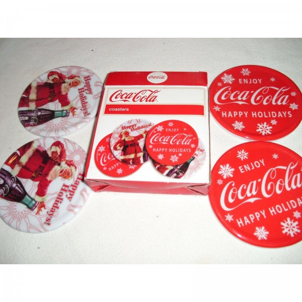 Coca-Cola Coasters 2 Assorted Designs Set of 4 Plastic