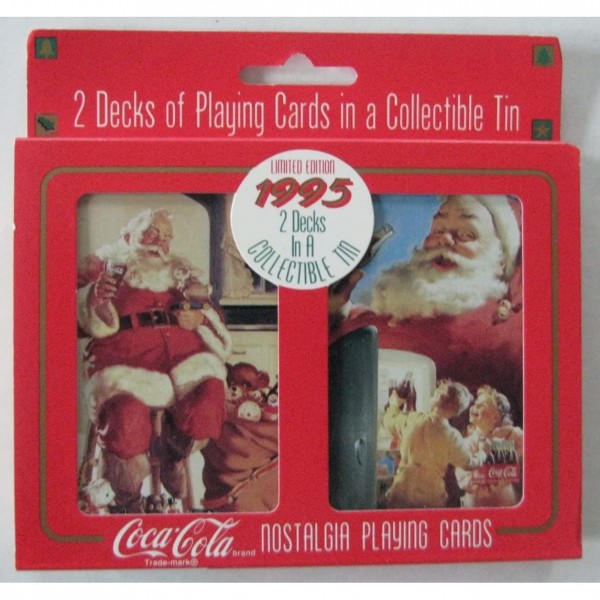 1995 Coca-Cola 2 Deck Nostalgia Playing Cards & Collectible Tin