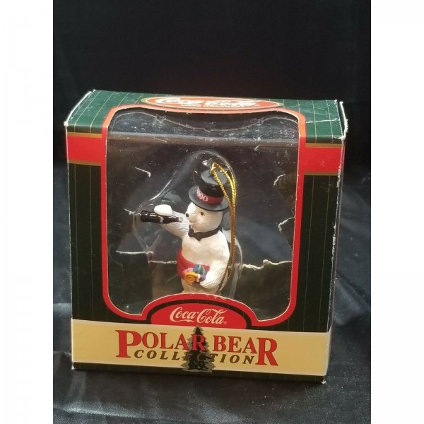 Coca-Cola Polar Bear Collection Celebrating 2000 w/ Coke Bottle Ornament