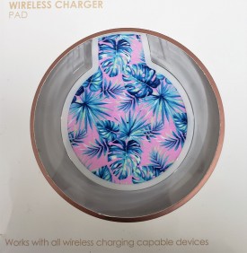 Rue21 Wireless Charger Pad For Girls Pink/Blue Palm Leaves