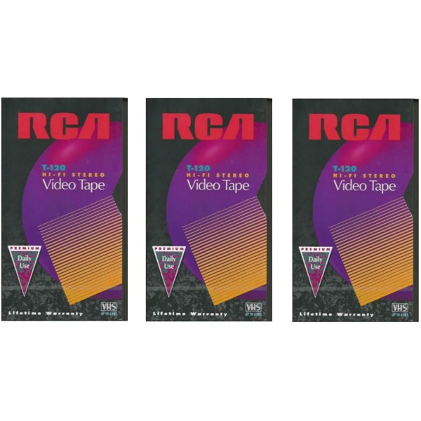 RCA T120 Hi-Fi Premium Grade VHS Video Tapes (3 Pk)