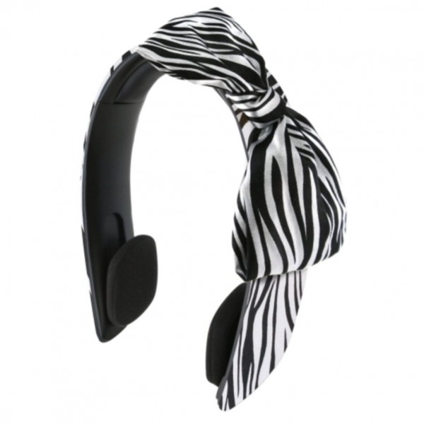 iHip Snooki Couture 2-In-1Fashion/Stylish Printed Detachable Headband Headphones (Black/White)