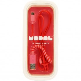 Modal - 4' Twist Micro USB Charge-and-Sync Cable - Pink