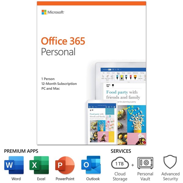 Microsoft Office 365 Personal | 12-month subscription, 1 person, PC/Mac Key Card