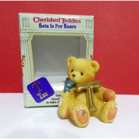 Miniature Cherished Teddies Beta for Bears Greek Alphabet T Tau Mini Figurine