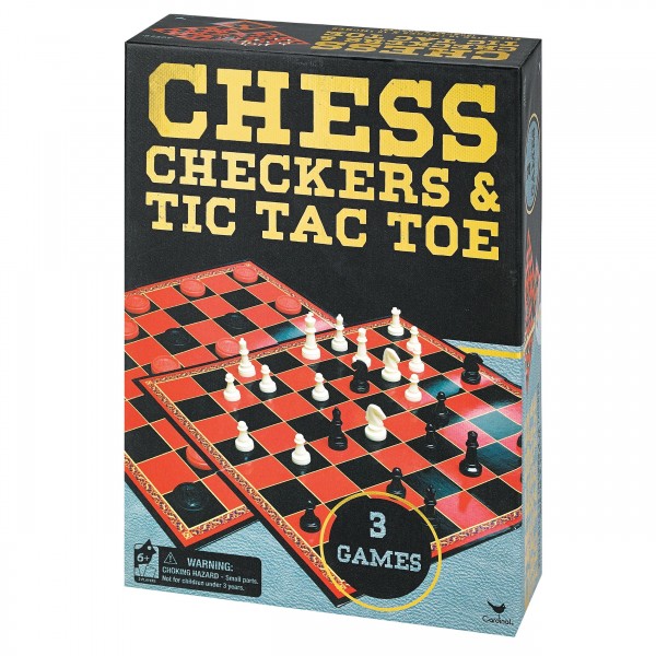 Cardinal Industries Chess/Checkers & Tic Tac Toe in Gold Foil Box Classic Game