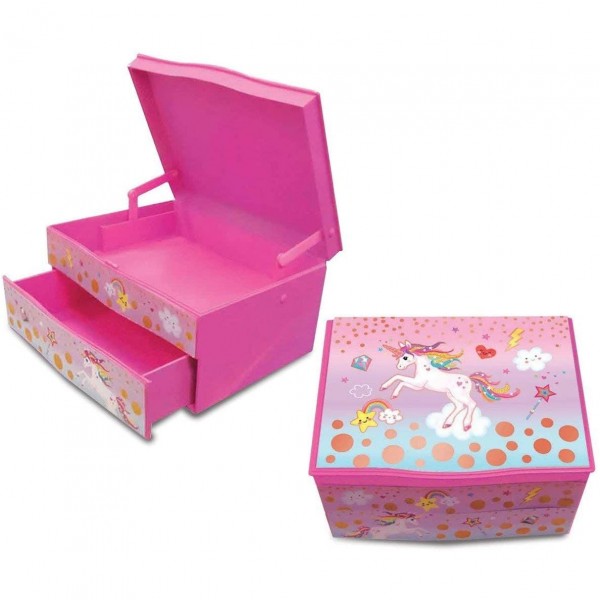 Hot Focus Children's Diy Pop-open Unicorn Trinket Box With Pen & Stickers