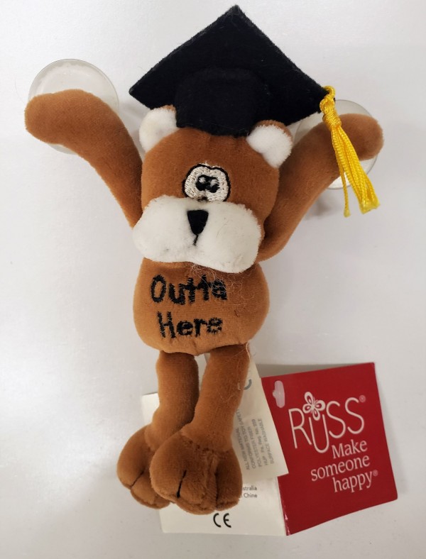 Russ Berrie Graduation Silly Bear "Outta Here" With Suction Cups 5-inch