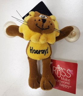 Russ Berrie Graduation Happy Lion "Hooray!" With Suction Cups 5-inch