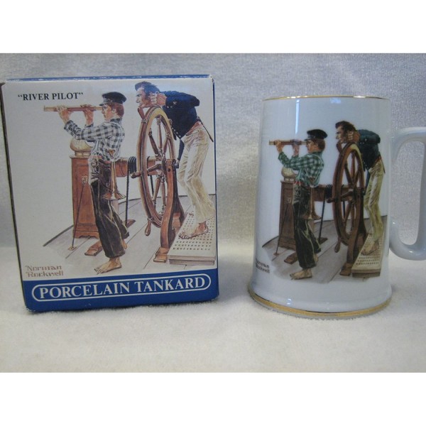 Norman Rockwells Seafarers Collection River Pilot Porcelain Tankard - created exclusively for Long John Silvers Seafood Shoppes