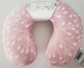 SILVER ONE Soft Memory Foam Travel Airplane Neck Pillow Comfortable Cushion Provides Relief - Pink Baby's Breath