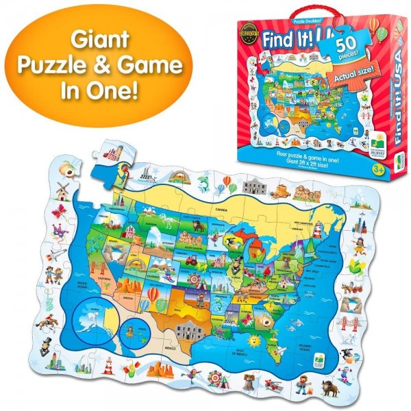 The Learning Journey Puzzle Doubles – Find It! USA – 50 Piece Puzzle - Toddler Toys & Gifts for Boys & Girls Ages 3 and Up - Award Winning Puzzle