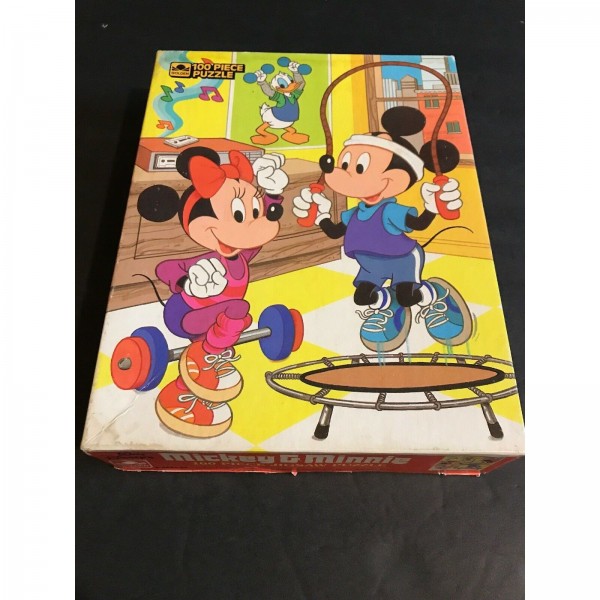 Vintage 1986 Walt Disney Mickey & Minnie Mouse Exercise Workout Puzzle 100 Pieces by Golden