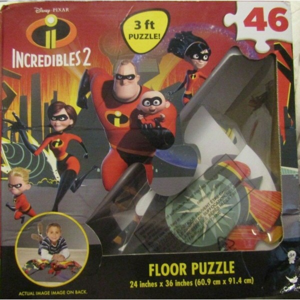 Disney Pixar Incredibles II 3' Floor Puzzle 24" X 36" CARDINAL 46 PIECES