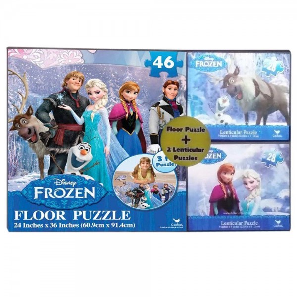 Disney Frozen Floor Puzzle 3ft Puzzle with Set of 2 Lenticular Puzzles