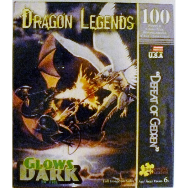 Papercity Puzzles Dragon Legends "Defeat of Gedren" 100 Piece Jigsaw Puzzle - Glow in the Dark