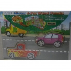 Kids Stuff 4 Piece Chunky Wooden Puzzle - Vehicles