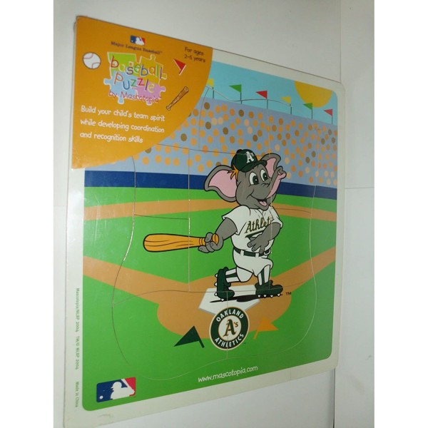 Mascotopia 2004 MLB Oakland A's Wooden Baseball Puzzle For Ages 2-5
