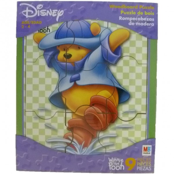 Disney Winnie The Pooh Playing in the Rain Puddle 9 Piece Woodboard Puzzle