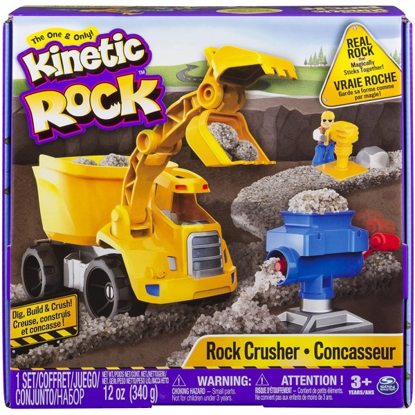 Kinetic Rock - Rock Crusher Toy Kit with Construction Tools, for Ages 3 and Up