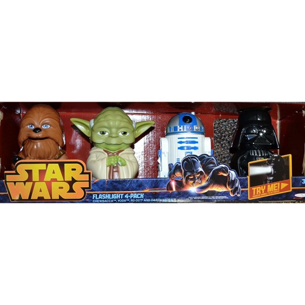 Star Wars Flashlight 4-Pack Chewbacca Yoda R2-D2 and Darth Vader