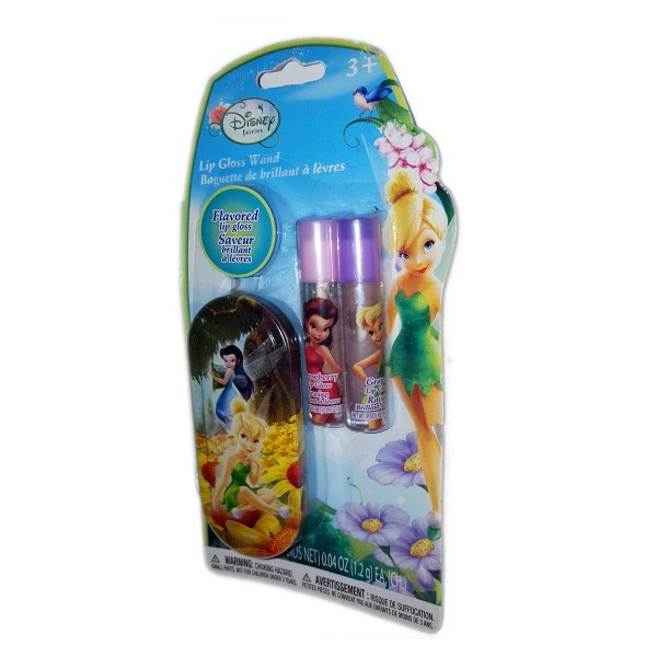 Disney Fairies Flavored Lip Gloss Wand 2 Pack Includes Bonus Travel Tin