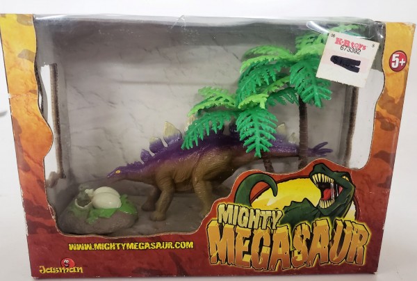 2001 Jasman Inc. Mighty Megasaur Stegosaurus Dinosaur Diorama With Nest and Hatchlings