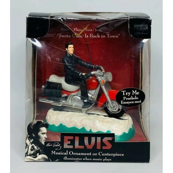 Santa's Best Elvis Presley Musical Motorcycle Christmas Ornament Figurine