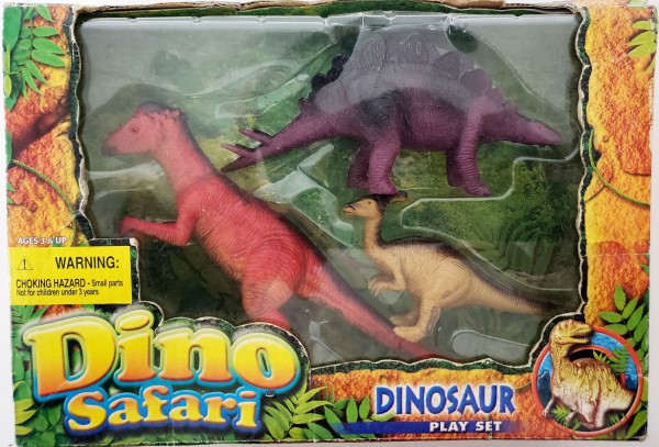 Dino Safari Dinosaur Playset Set of 3  Raptor, Stegosaurus, T-Rex