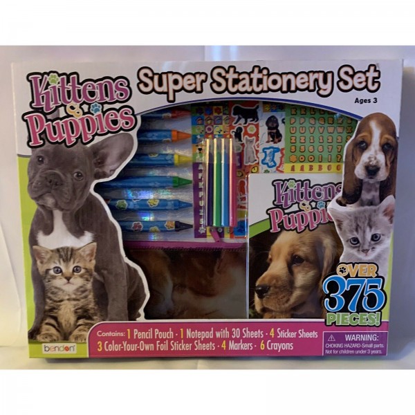 Super Stationery Set Kittens & Puppies Over 375 Pieces